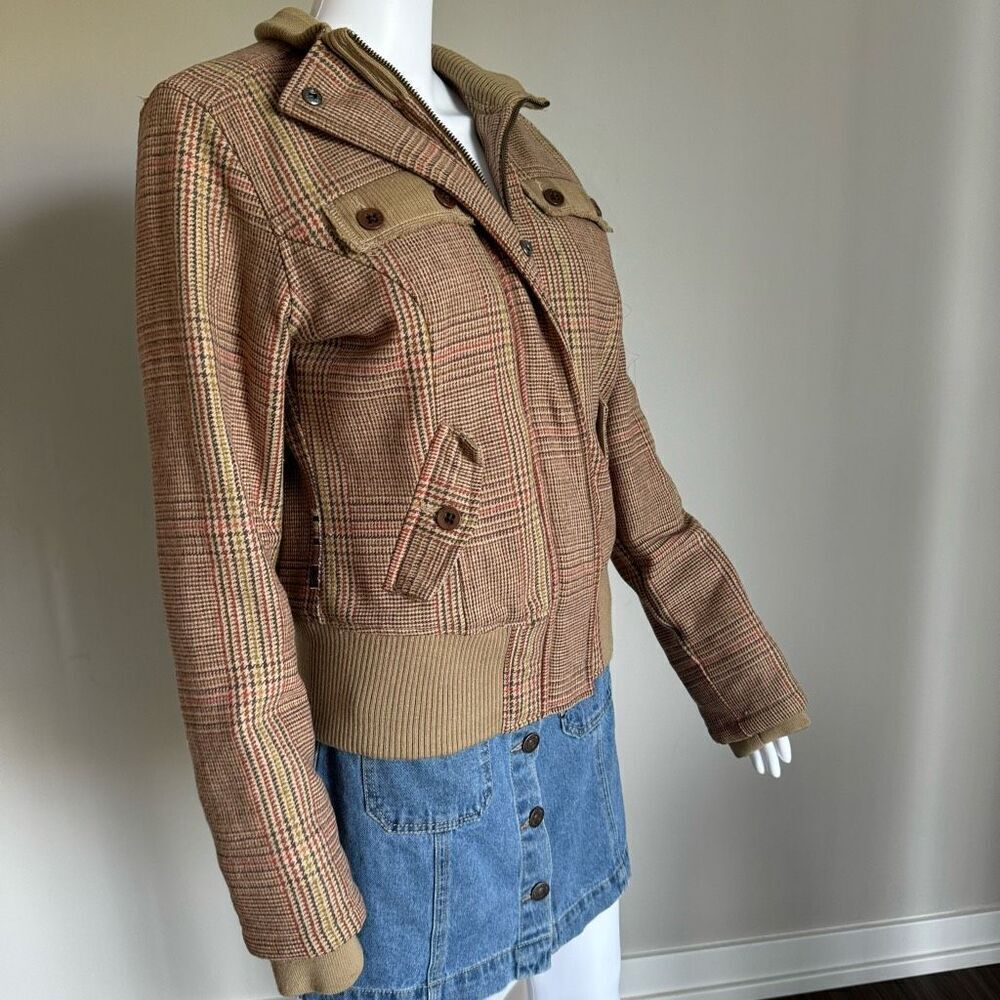 VTG Y2K Plaid Wool Grungecore Bomber Jacket Triple Five Soul  Size M